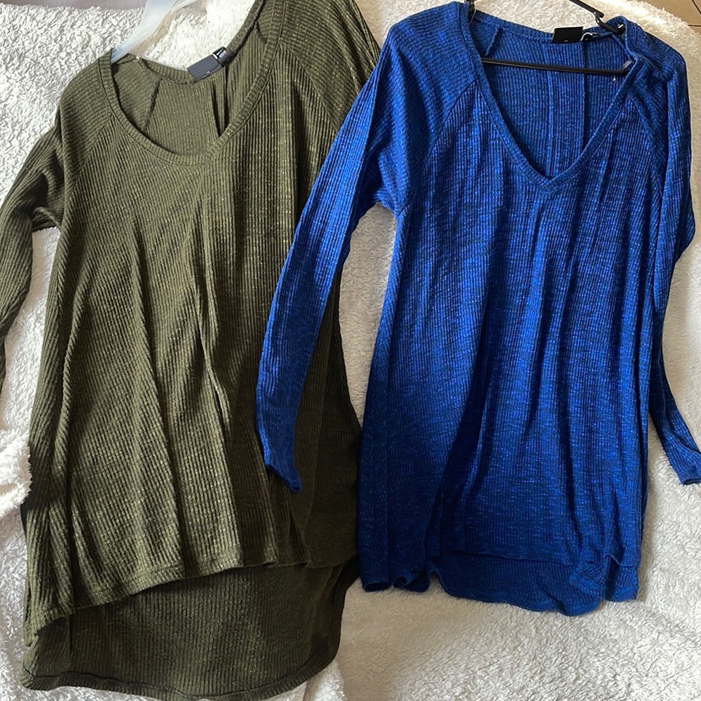 Royal blue and olive green long sleeve thin dresses/long sweater.